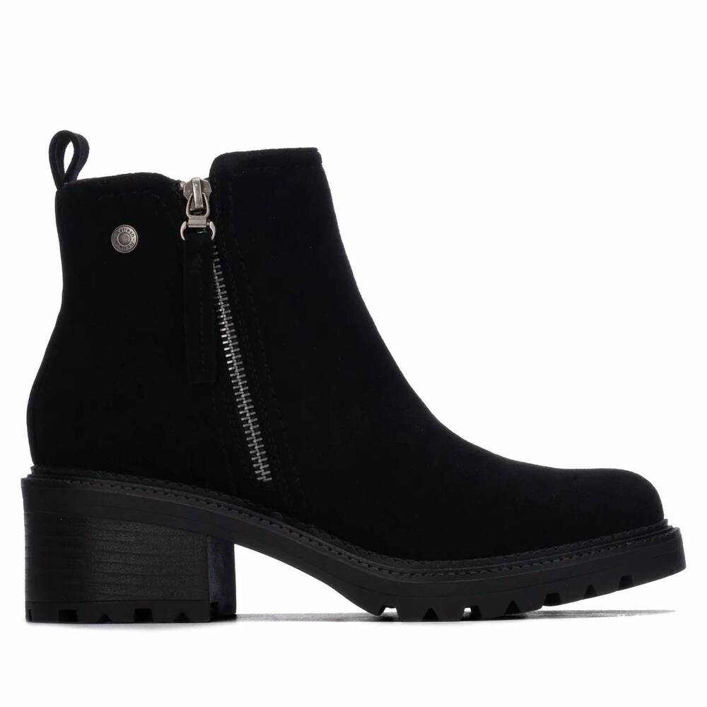 NEW REFRESH women's casual suede ankle booties in black